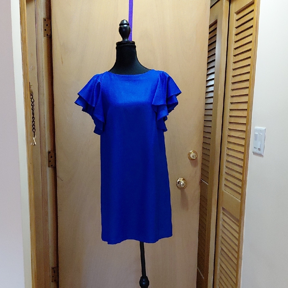 Ali Ro Royal Blue Ruffle Sleeve Mini Dress